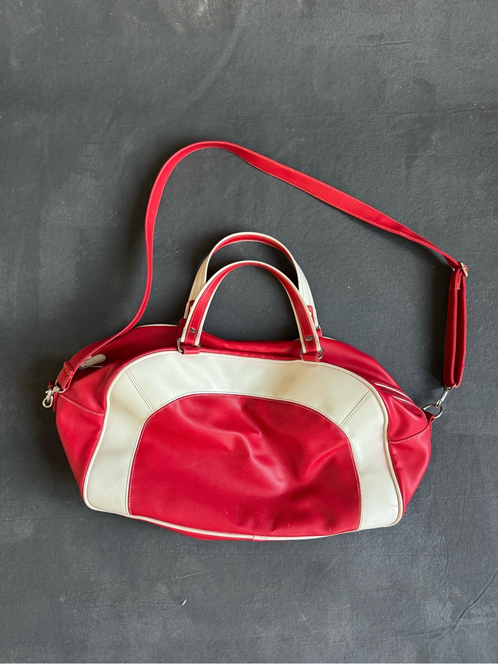Lucky Brand Red and Cream Travel Duffel Bag